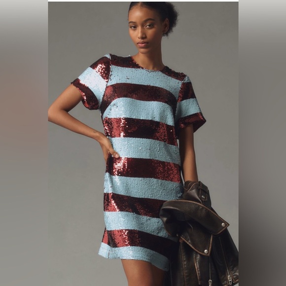 NWT Maeve Short Sleeve Sequin Mini Dress - Picture 1 of 12